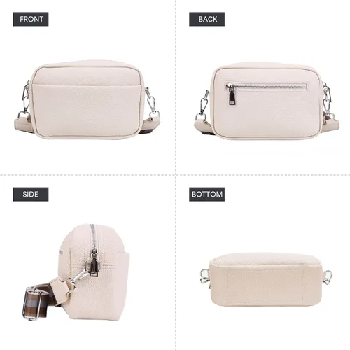Vista 2 de JQWSVE Bolsos cruzados para mujer, bolso cruzado de moda para cámara, bolso cruzado de cuero genuino, bolso cruzado con correa de guitarra, bolso