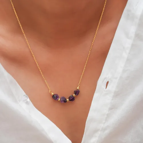 Vista 5 de Gempires Natural Raw Bar Crystals Pendant Necklace Handmade Jewelry 22 inch Adjustable Chain