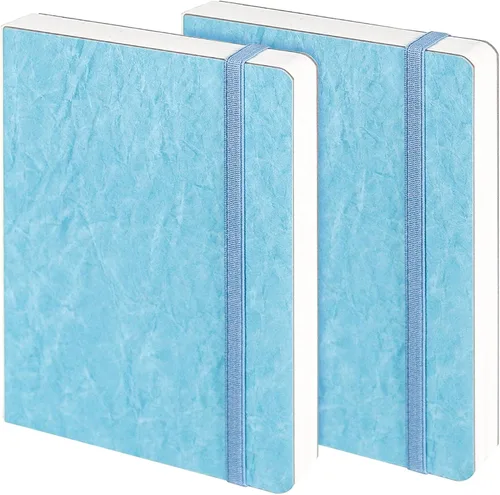 Vista 14 de Funto Diario de Papel de Acuarela Paquete de 2, 3.5x5.5, 44 Páginas Cada Uno, 100% Algodón Prensado en Frío, Tapa Dura de Cuero PU Azul, Suministros
