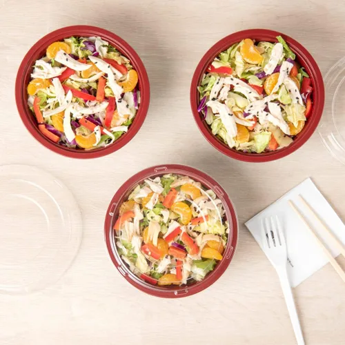Vista 10 de Restaurantware Tazones de plástico para alimentos de 18 onzas, 200 recipientes desechables con tapa, aptos para Mircowave, sin BPA, cuencos