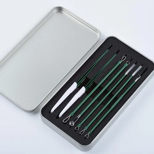 Vista 7 de Kit de herramientas para reventar espinillas, kit de 7 piezas de extractor de espinillas con caja para eliminar rápida y fácilmente espinillas