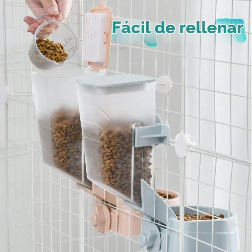 Vista 5 de Oncpcare Dispensador Automático de Alimentos para Conejos de 1L, Cuencos de Alimentos y Agua para Conejos, Comedero Pequeño para Mascotas con Tapa