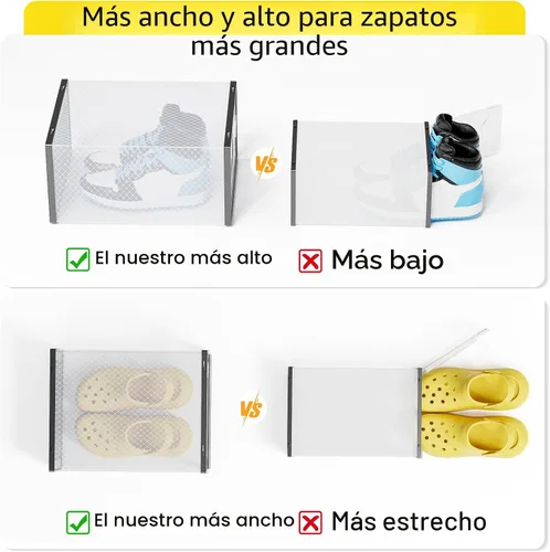 Vista 5 de Kuject - Cajas de almacenamiento de zapatos extragrandes con paquetes de carbón activado para armario 12 Pack, Odor Absorber, Stackable, Fits Men