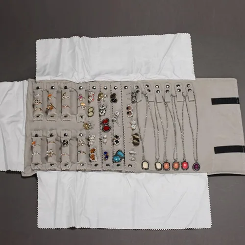 Vista 2 de rosenice Bolsa de rollo de joyería, organizador de joyas de viaje para aretes, collar y anillo
