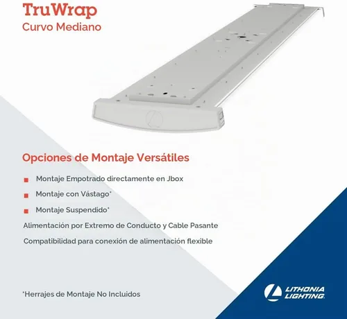 Vista 3 de Lithonia Lighting Luz de tienda LED envolvente de 4 ', brillo Adj, CCT 3 en 1 TruWrap 4-Foot Low-Profile LED Ceiling Light Fixture, Adjustable