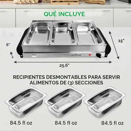 Vista 7 de 2 ollas eléctricas de cocción lenta Nutrichef (calentador de alimentos de acero) (PKBFWM26)., Acero