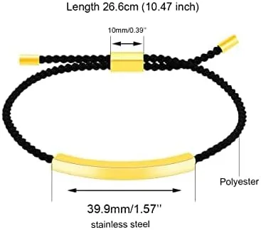 Vista 6 de Uloveido Pulseras de cuerda grabadas personalizadas, pulsera de barra fina de acero inoxidable a juego para mujeres y niñas, pulseras de cuerda