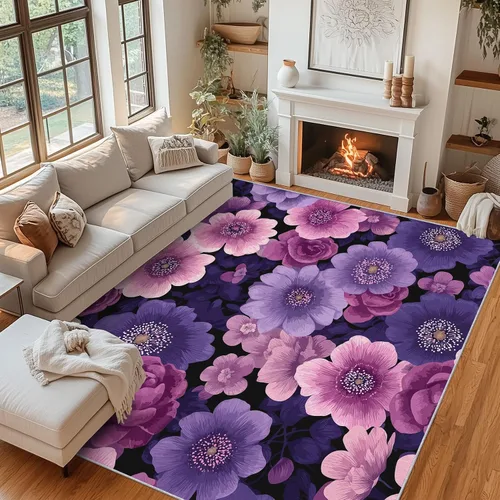 Vista 11 de Daisy Rugs for Entryway, 2x3 ft, Oil Painting Flower Area Rugs for Bedroom Kitchen Entrance, Soft Non Slip Washable Botanical Floral Indoor Door Mat