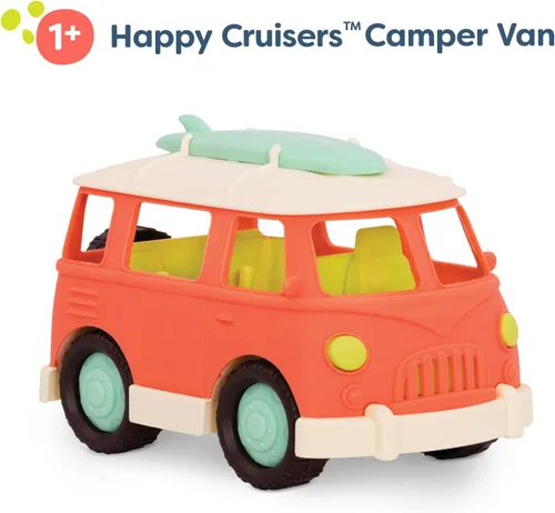 Vista 5 de B. toys Camper de juguete - Furgoneta retro - Camper con partes móviles - Coches de juguete para niños pequeños, niños - 12+ meses - Happy Cruisers