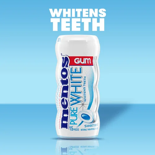 Vista 5 de Mentos Goma de mascar blanca pura sin azúcar, menta dulce, botella de 15
