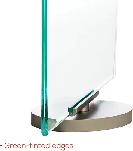 Vista 8 de deflecto Superior Image - Soporte giratorio para letreros con borde verde, inserto de 8.5 x 11 pulgadas, base plateada
