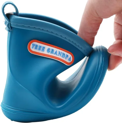 Vista 3 de Botas de lluvia para bebés, botas de lluvia cortas para niños pequeños, fáciles de poner, ligeras e impermeables Azul