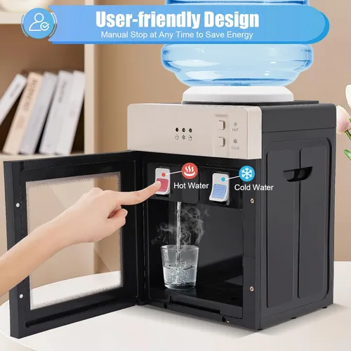 Vista 5 de Dispensador de enfriador de agua para encimera, enfriador de agua fría caliente para botella de 3 a 5 galones, jarra de agua con 3 ajustes