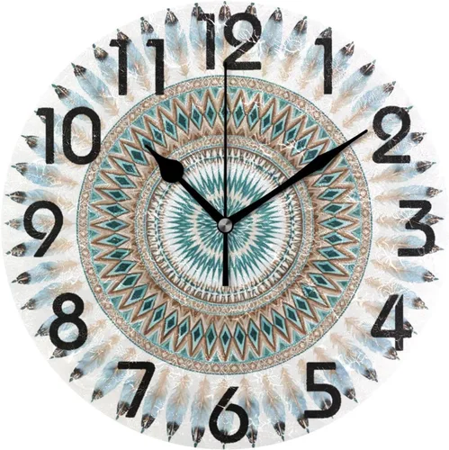 Vista 11 de Naanle Elegante reloj de pared redondo de madera vintage con diseño de girasoles 3D, de 9.5 pulgadas, funciona con pilas, de cuarzo, analógico