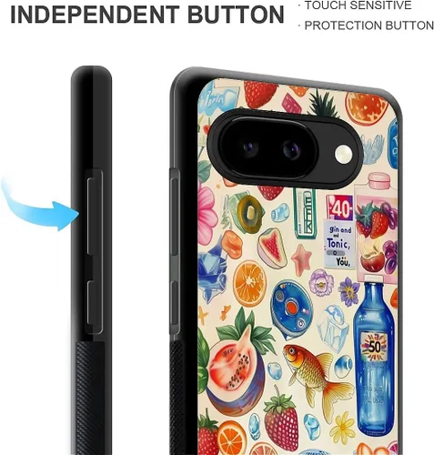 Vista 208 de Compatible con Google Pixel 4A 5G Mobile Case Creative Acrylic Panel trasero Silicona Protección Grip especialmente diseñado para Google Pixel 4A 5G