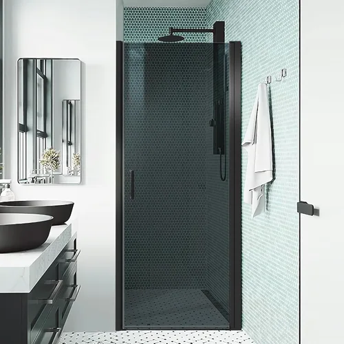 Vista 9 de Puerta de ducha de baño, puerta de ducha de vidrio templado sin marco, panel de ducha de 28" de ancho x 72" de alto, puerta de ducha batiente simple