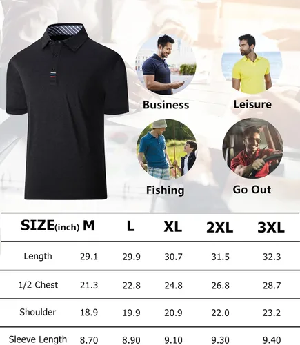 Vista 6 de V VALANCH Polo para hombre casual manga larga polo de golf absorbe la humedad cuello
