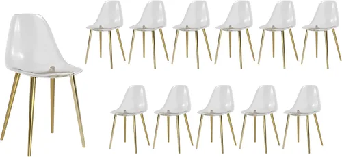 Vista 26 de Baysitone Juego de 4 sillas de comedor transparentes, sillas modernas de cocina con asiento transparente, sillas laterales de acento acrílico