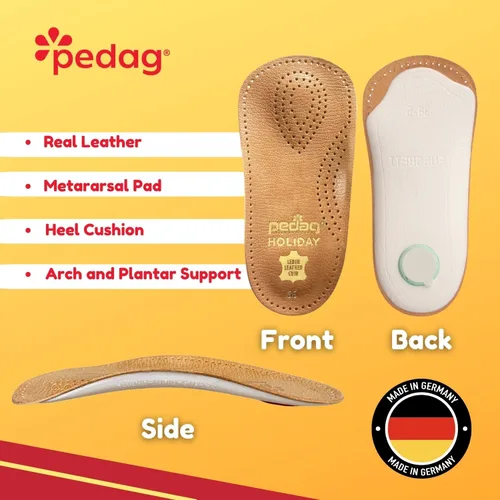 Vista 3 de Pedag Holiday Plantillas ortopédicas de piel de oveja de 3/4 Hechas a mano en Alemania Soporte para el arco Almohadilla metatarsal