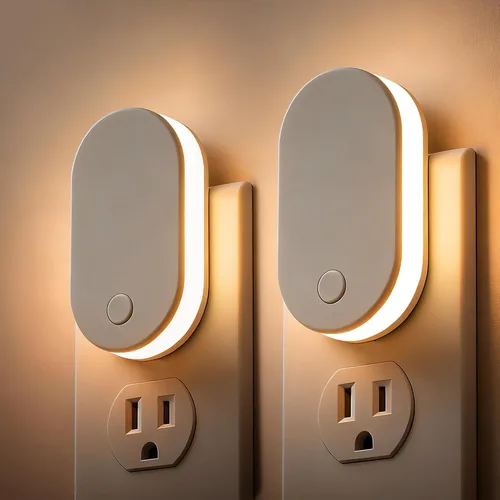Vista 12 de L LOHAS LED - Luz nocturna LED, paquete de 2 luces nocturnas LED modernas enchufables en la pared con sensor de atardecer a amanecer, 0-100LM