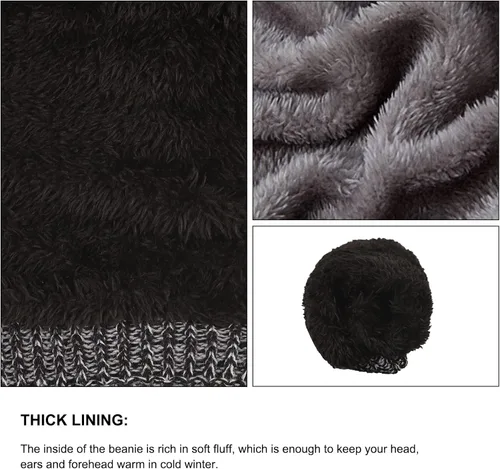 Vista 2 de Omechy. - Gorro de punto para hombre de invierno, gorro cálido.