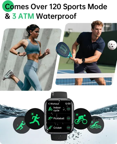 Vista 4 de Relojes inteligentes para mujeres y hombres, reloj inteligente Alexa HD de 1.83 pulgadas para Android y iPhone (llamadas/SMS/recordatorios), reloj