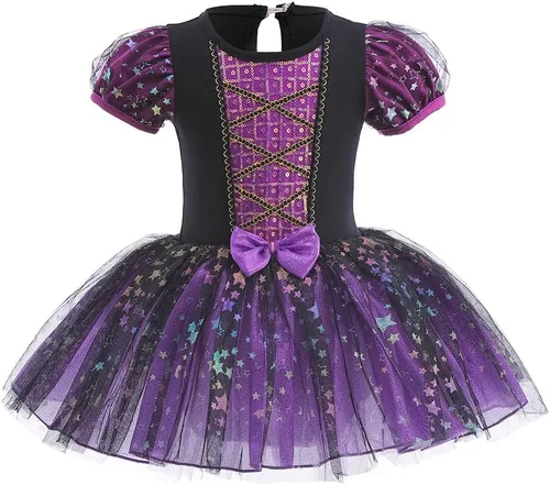 Vista 46 de Leotardos de princesa para niñas con falda de ballet y tutú para Halloween, Navidad, fiesta de cumpleaños, vestido elegante