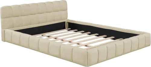 Vista 8 de Harper & Bright Designs Base de cama tapizada tamaño Queen con tela gruesa, cama con base de tierra con marco sólido/base de colchón/soporte