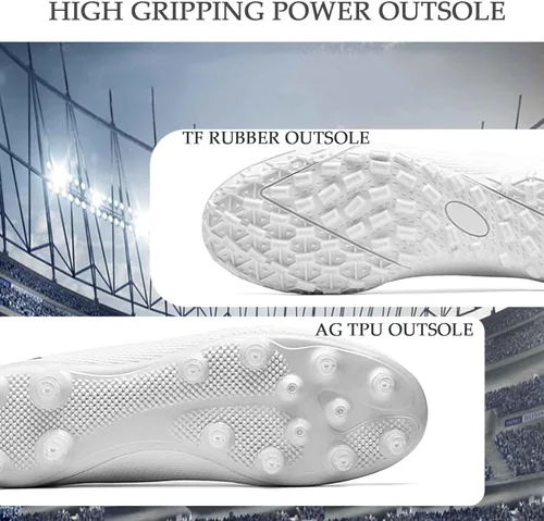 Vista 4 de Niber Tenis de fútbol unisex AG para entrenamiento juvenil en interiores tenis de fútbol atlético equipo de fútbol TF 22zn-cd-awhite 9 niños grandes