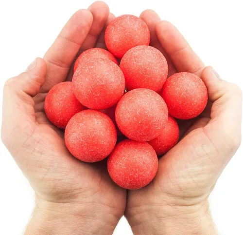 Vista 4 de Brybelly Pelotas de futbolín, con textura roja, fútbol blanco y negro, blanco, bolas brillantes, para mesas de futbolín estándar y pelotas clásicas