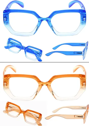 Vista 4 de LUR Gafas de lectura para mujer - 4 pares de lectores de moda para mujer +0.50