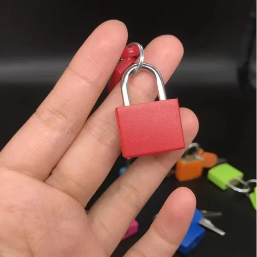 Vista 5 de 3 cerraduras pequeñas con llaves, candados de equipaje multicolor, mini maleta, candados de metal para caja de bolsa, diario, gabinete
