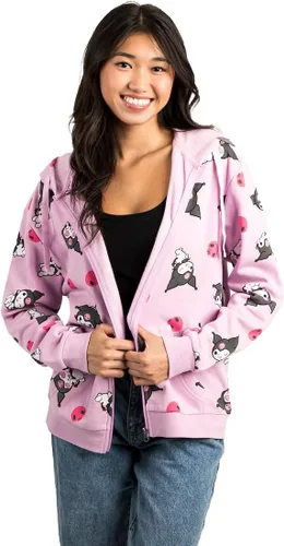 Vista 2 de Bioworld Kuromi AOP Print - Sudadera con capucha y cremallera para adulto
