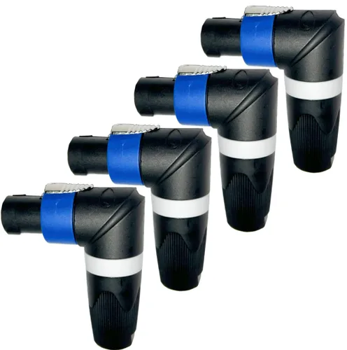Vista 5 de CESS Conectores adaptador de cable Speakon en ángulo recto de codo, 4 polos en forma de L de alta carga para altavoz, bloqueo giratorio compatible