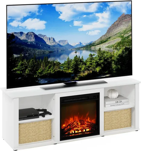 Vista 14 de Furinno Jensen Soporte de Centro de Entretenimiento con Chimenea para TV de hasta 55 Pulgadas, Americano, Eléctrico con Cable, Ajustable