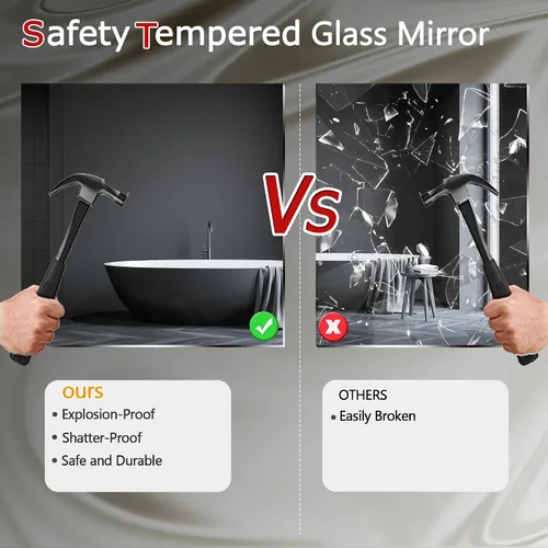 Vista 5 de CULER Espejo de pared de baño, espejo rectangular de vidrio templado moderno de 20 x 30 pulgadas para dormitorio, sala de estar, entrada