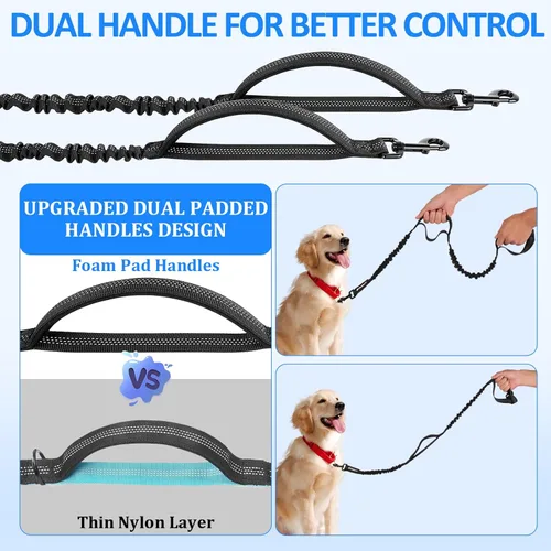 Vista 5 de Philorn Correa de perro manos libres con bolsa, correa de cintura ajustable para pasear perros, correas de correr para perros medianos y grandes