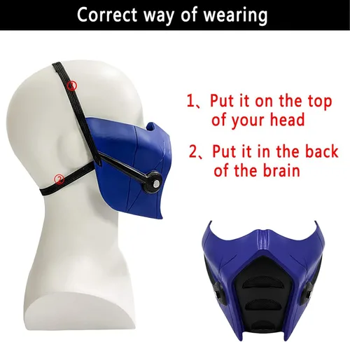 Vista 7 de MK11 Sub Zero Noob Saibot Máscara Réplica para Adultos Juego Cosplay