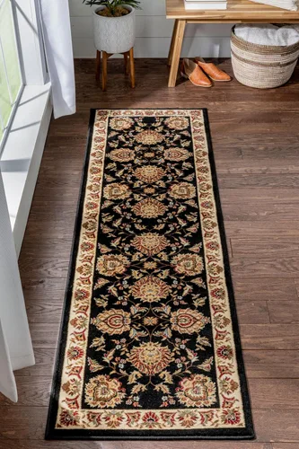 Vista 2 de Well Woven Alfombra de área oriental roja de Sultan Sarouk con diseño floral persa, formal, tradicional, fácil de limpiar, resistente a las manchas
