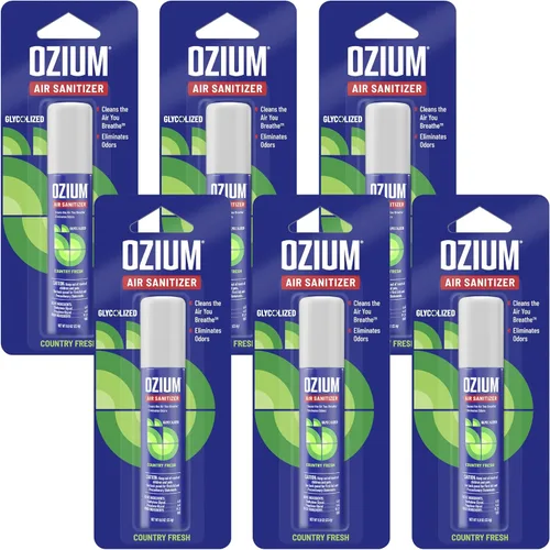 Vista 11 de Ozium Spray desinfectante de aire, eliminador de olores de habitación para el hogar, automóvil y oficina, negro carbón, lata de 0.8 onzas, paquete