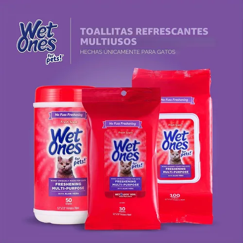 Vista 8 de Wet Ones Toallitas multiusos para gatos refrescantes para mascotas, aroma