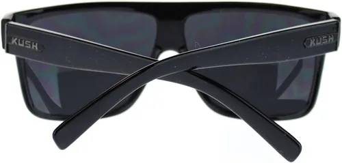 Vista 4 de JuicyOrange KUSH - Gafas de sol para hombre, montura cuadrada plana, lente negra oscura, 5 5/8 pulgadas (5.630 in) de ancho x 2 pulgadas de alto