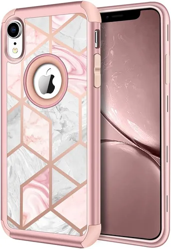 Vista 19 de Hython Compatible con Funda para iPhone XR, Protector Defensor de Cuerpo Completo de Servicio Pesado con Purpurina Brillante Reluciente, Carcasa