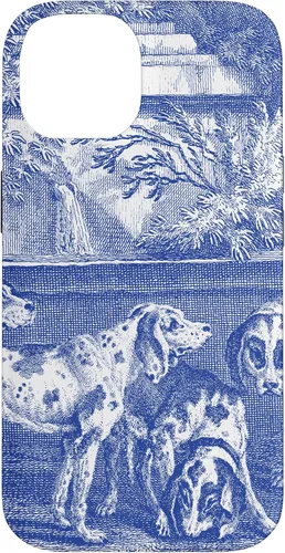 Vista 4 de Vintage Blue French Toile Hound Dogs Case for iPhone 16