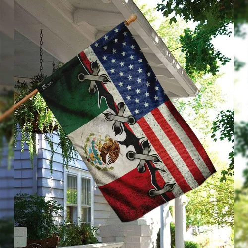 Vista 3 de FLAGWIX Banderas mexicanas – Bandera estadounidense LHA758F, bandera de casa (29.5 x 39.5 pulgadas) – Banderas de jardín de casa de Estados Unidos