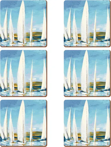 Vista 27 de Creative Tops Cornish Harbour - Juego de 6 posavasos con respaldo de corcho, 4.1 x 4.1 in