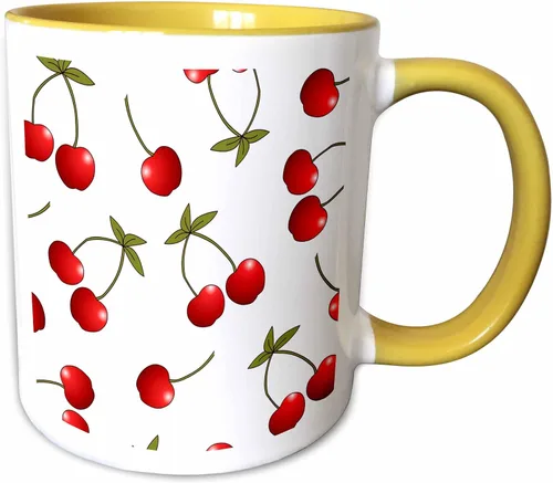 Vista 14 de 3dRose Janna Salak diseños Prints y patrones – Cereza jugosa De Impresión Rojo Cerezas sobre blanco – Tazas, Negro/Blanco