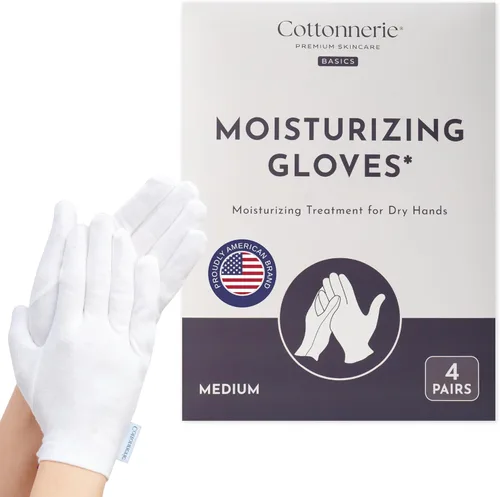 Vista 21 de 4 Pairs Cottonnerie Original Cotton Gloves for Dry Hands Sleeping, Moisturizing Gloves Overnight, Hand Moisturizer Gloves, Moisture Gloves for Dry