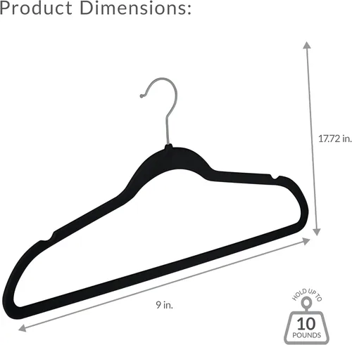 Vista 3 de Simplify 10 perchas de terciopelo súper delgadas y abrazables en negro