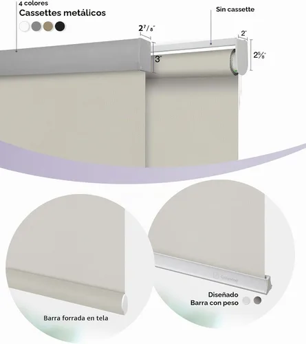 Vista 6 de Graywind Persianas enrollables motorizadas 100% opacas compatibles con Alexa Google, de vinilo, impermeables, inalámbricas, control remoto A-Beige